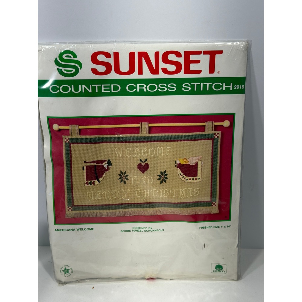 Sunset Americana Welcome Counted Cross Stitch Kit 2919 Christmas Wall Hanging 86